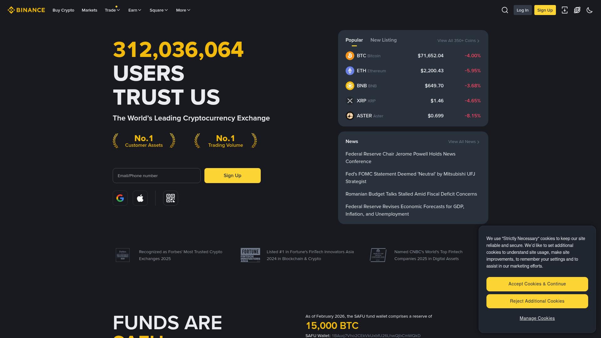 Screenshot of binance.com — desktop view