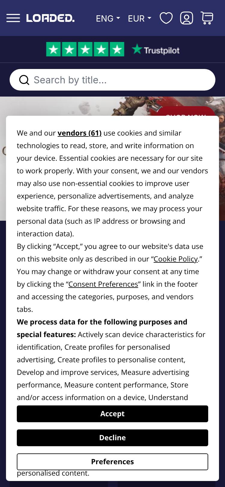 Screenshot of cdkeys.com — mobile view