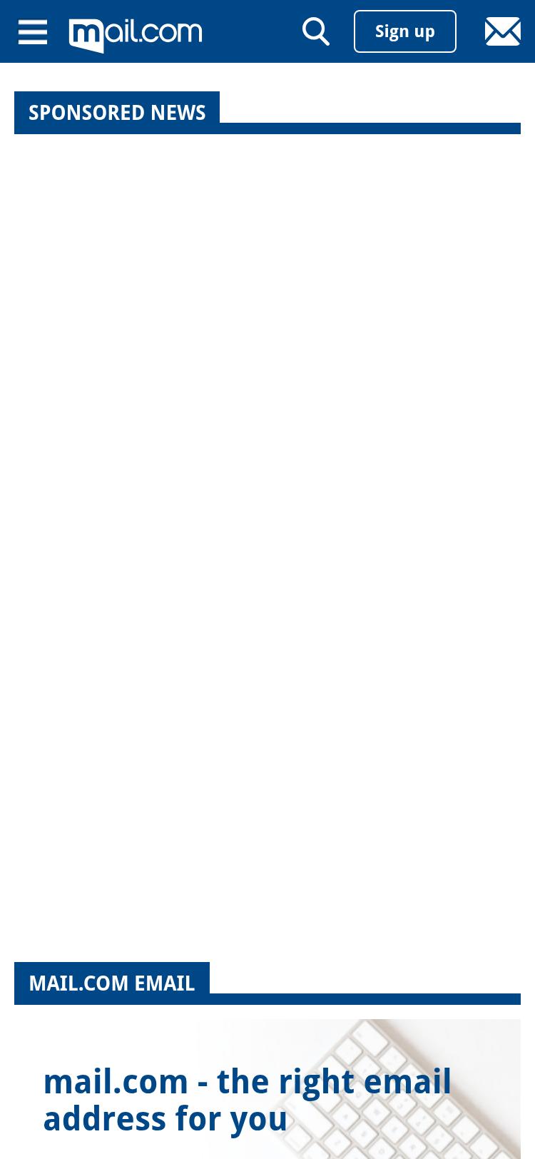 Screenshot of mail.com — mobile view