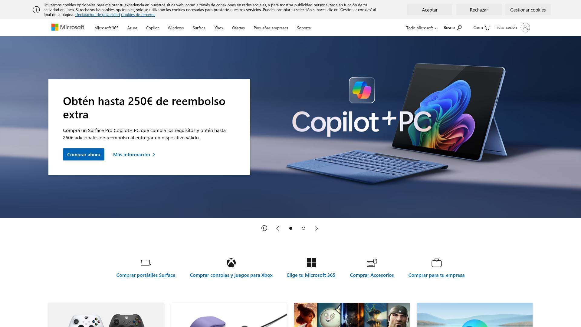 Screenshot of microsoft.com — desktop view