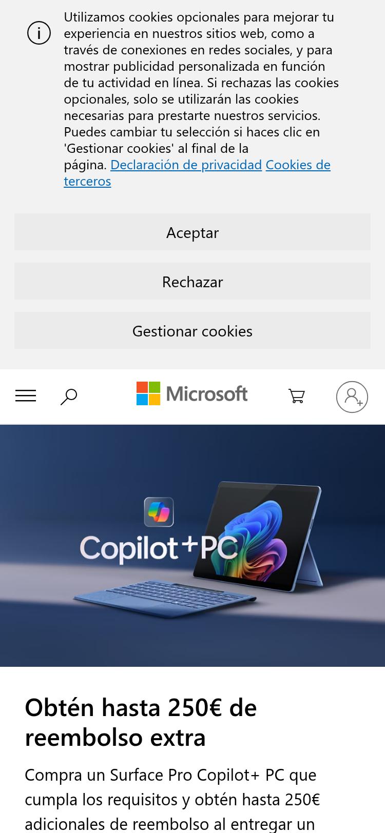 Screenshot of microsoft.com — mobile view
