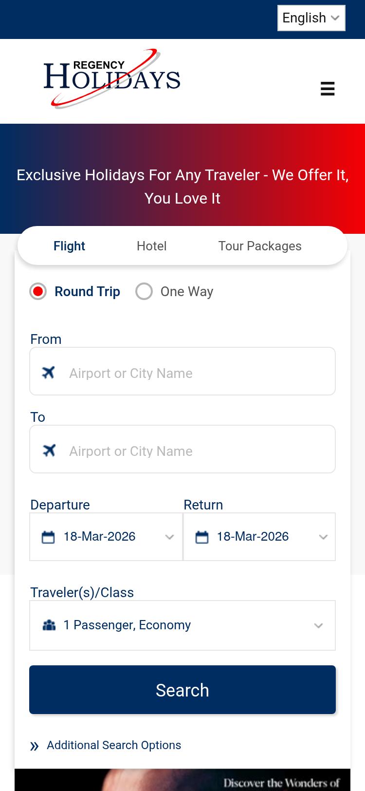Screenshot of myholidays.com — mobile view