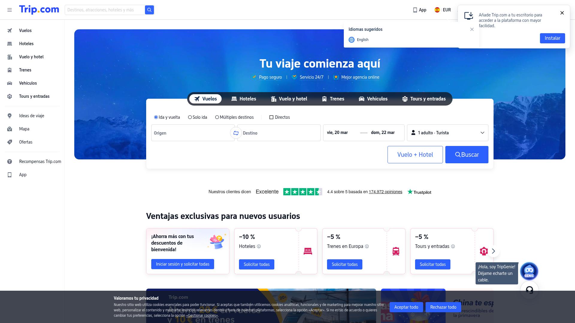 Screenshot of trip.com — desktop view