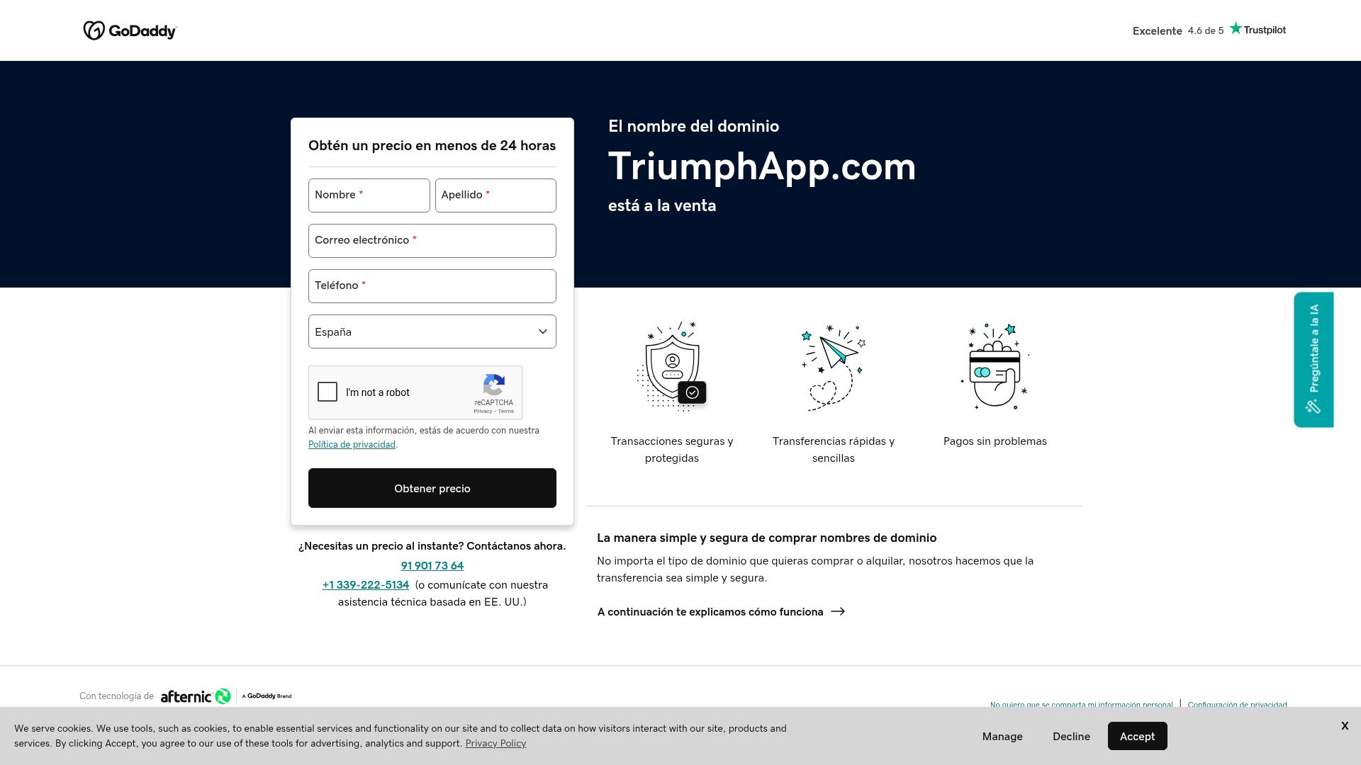 Screenshot of triumphapp.com — desktop view