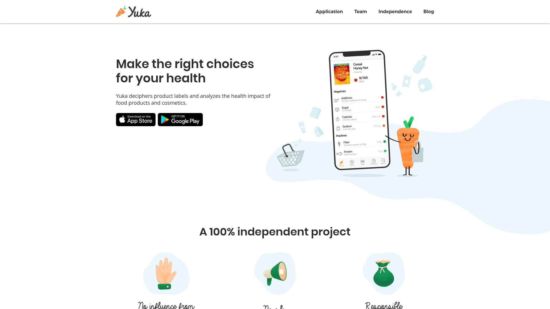 Screenshot of yuka.io — desktop view